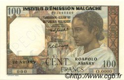 100 Francs - 20 Ariary MADAGASCAR  1961 P.052s UNC