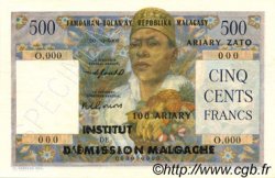 500 Francs - 100 Ariary MADAGASKAR  1961 P.053s ST