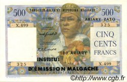 500 Francs - 100 Ariary MADAGASCAR  1961 P.053 XF