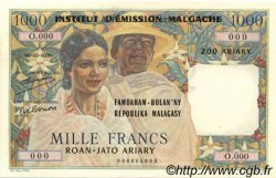 1000 Francs - 200 Ariary MADAGASCAR  1961 P.054s FDC
