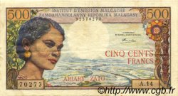 500 Francs - 100 Ariary MADAGASCAR  1964 P.058a MBC