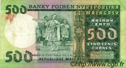 500 Francs - 100 Ariary MADAGASCAR  1974 P.064a VF