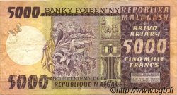 5000 Francs - 1000 Ariary MADAGASCAR  1974 P.066a q.BB