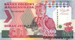 2500 Francs - 500 Ariary MADAGASCAR  1988 P.072Aa UNC