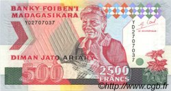 2500 Francs - 500 Ariary MADAGASCAR  1988 P.072Ab UNC