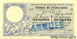 10 Rupees / 10 Roupies FRANZÖSISCHE-INDIEN  1919 P.02bs VZ+