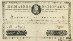 200 Livres FRANCE  1792 Laf.154 VF