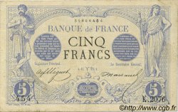 5 Francs NOIR FRANCIA  1873 F.01.16 BC+