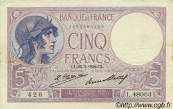 5 Francs FEMME CASQUÉE FRANCE  1932 F.03.16 XF-