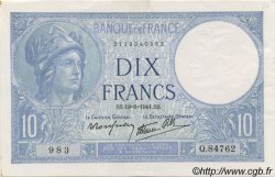 10 Francs MINERVE modifié FRANKREICH  1941 F.07.29 fST+