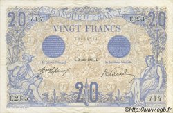 20 Francs BLEU FRANCIA  1912 F.10.02 MBC+ a EBC