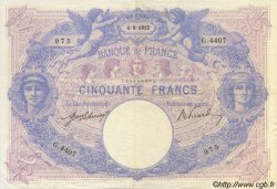50 Francs BLEU ET ROSE FRANCIA  1912 F.14.25 SPL