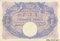 50 Francs BLEU ET ROSE FRANCE  1915 F.14.28 XF