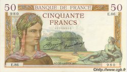 50 Francs CÉRÈS FRANCE  1934 F.17.02 SUP à SPL