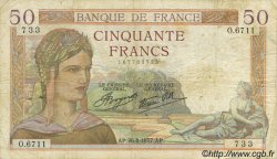50 Francs CÉRÈS modifié FRANCIA  1937 F.18.02 q.MB