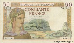 50 Francs CÉRÈS modifié FRANCE  1937 F.18.04