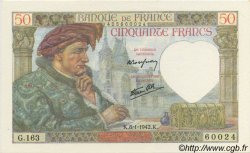 50 Francs Jacques CŒUR FRANCIA  1942 F.19.18 FDC