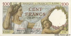 100 Francs SULLY FRANKREICH  1941 F.26.52 VZ