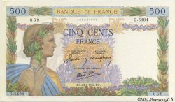 500 Francs LA PAIX FRANCE  1942 F.32.38 UNC