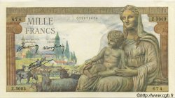 1000 Francs DÉESSE DÉMÉTER FRANCIA  1943 F.40.15 q.FDC