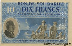 10 Francs BON DE SOLIDARITÉ FRANCE Regionalismus und verschiedenen  1941 KL.07Cs fST+