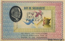 100 Francs BON DE SOLIDARITÉ Annulé FRANCE regionalism and various  1941 KL.10As UNC-