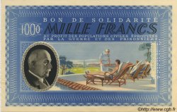 1000 Francs BON DE SOLIDARITÉ Annulé FRANCE regionalismo y varios  1941 KL.12Cs SC+