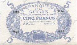 5 Francs Cabasson bleu FRENCH GUIANA  1933 P.01s AU