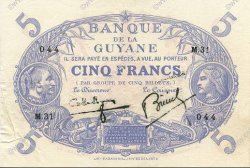 5 Francs Cabasson bleu FRENCH GUIANA  1939 P.01c SPL