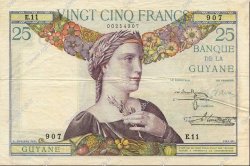 25 Francs FRENCH GUIANA  1942 P.07 fVZ