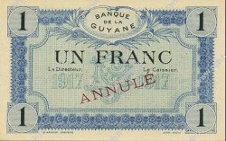 1 Franc FRENCH GUIANA  1917 P.05s ST