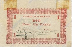 1 Franc FRENCH GUIANA  1942 P.11 BC+