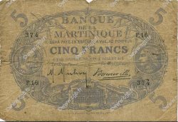 5 Francs Cabasson bleu MARTINIQUE  1901 P.05C G