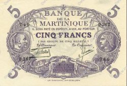 5 Francs Cabasson violet MARTINIQUE  1934 P.06 XF+