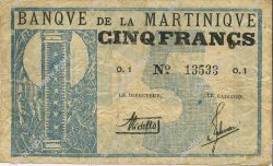 5 Francs MARTINIQUE  1941 P.16A TB à TTB
