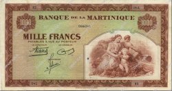 1000 Francs MARTINIQUE  1943 P.21a MBC
