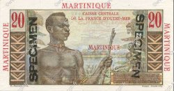20 Francs Émile Gentil MARTINIQUE  1946 P.29s UNC-