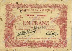 1 Franc MARTINIQUE  1884 P.02 TTB
