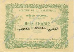 2 Francs Annulé MARTINIQUE  1884 P.03s SPL