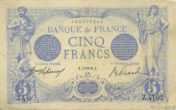 5 Francs BLEU FRANCIA  1915 F.02.23 BC+