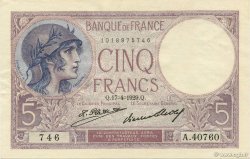 5 Francs FEMME CASQUÉE FRANKREICH  1929 F.03.13 VZ+