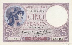 5 Francs FEMME CASQUÉE modifié FRANKREICH  1940 F.04.15