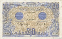 20 Francs BLEU FRANKREICH  1906 F.10.01 fS