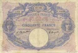 50 Francs BLEU ET ROSE FRANCIA  1924 F.14.37 BC