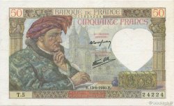 50 Francs JACQUES CŒUR FRANKREICH  1940 F.19.01 SS to VZ