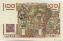 100 Francs JEUNE PAYSAN filigrane inversé FRANKREICH  1953 F.28bis.02 VZ+