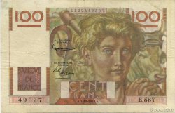 100 Francs JEUNE PAYSAN filigrane inversé FRANCIA  1953 F.28bis.03 q.BB