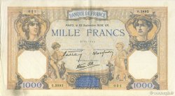 1000 Francs CÉRÈS ET MERCURE type modifié FRANKREICH  1938 F.38.27 fVZ