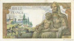 1000 Francs DÉESSE DÉMÉTER FRANCE  1942 F.40.02 XF-