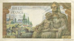 1000 Francs DÉESSE DÉMÉTER FRANCE  1942 F.40.04 VF+